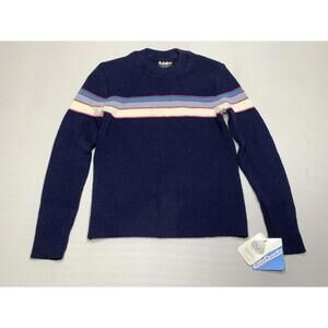 Vintage Women's Lido Of California Medium 100% Wool Knit Striped Sweater P158